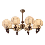 Japandi Chandelier Metal Fabric Adjustable Height Indoor 9