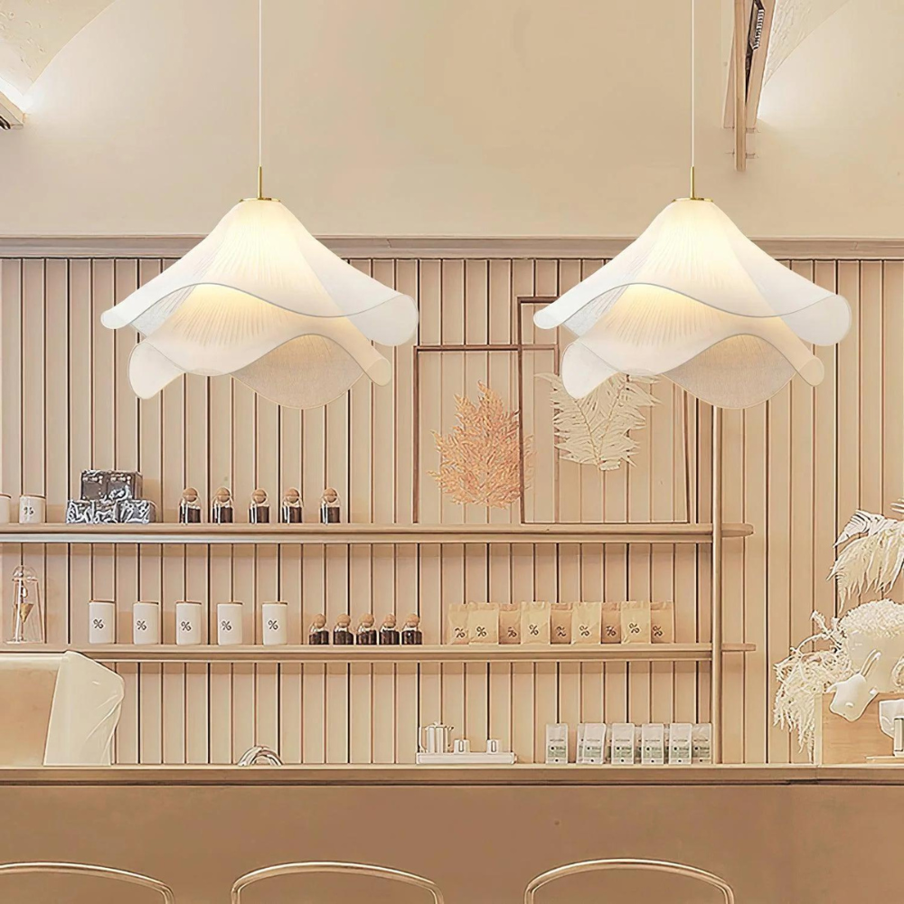 Japandi Fabric Pendant Light with Adjustable Height - Modern Ceiling Light Fixture 2