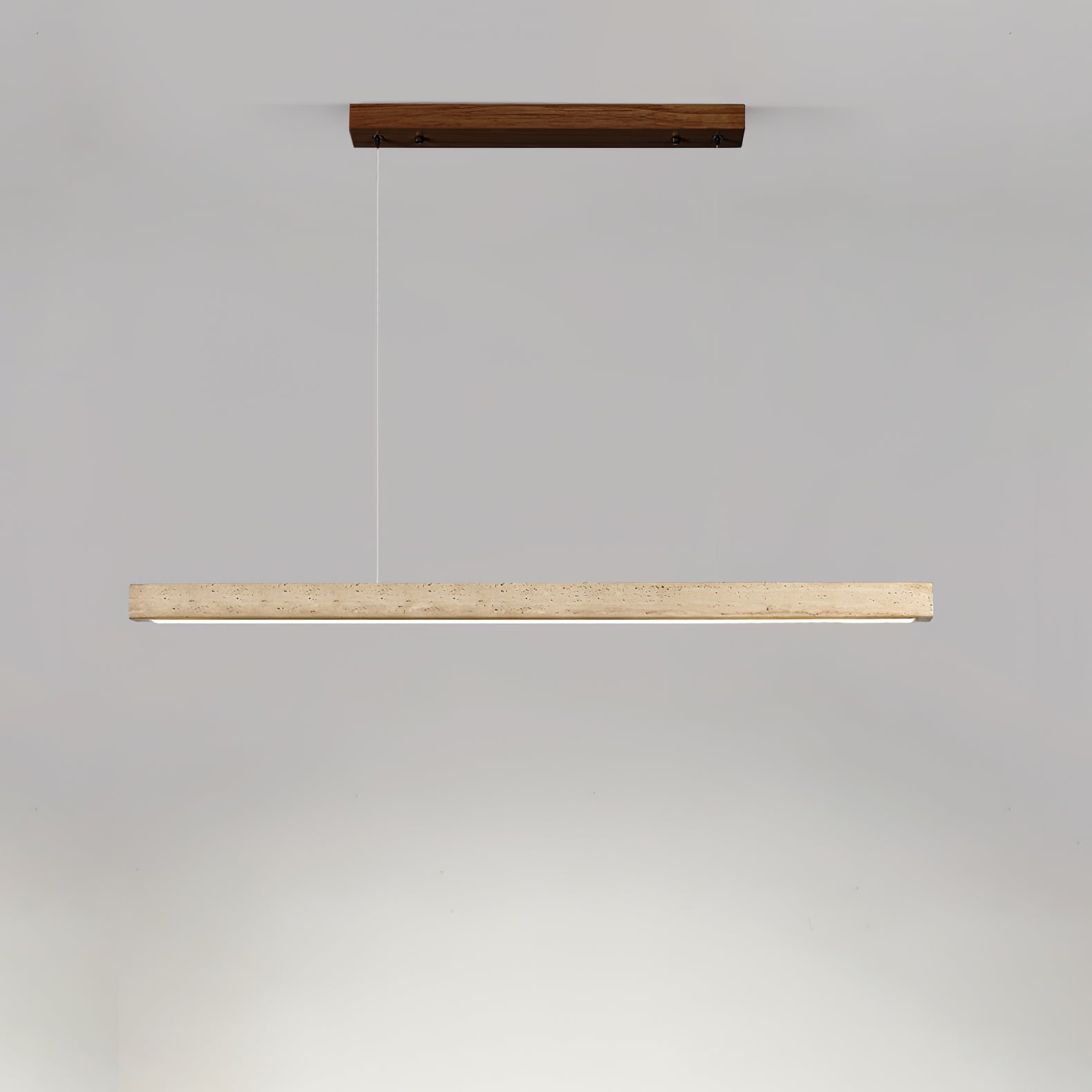 Japandi Linear Pendant Light Travertine Stone 0