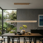 Japandi Linear Pendant Light Travertine Stone 71