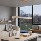 Japandi Linear Pendant Light Travertine Stone 89