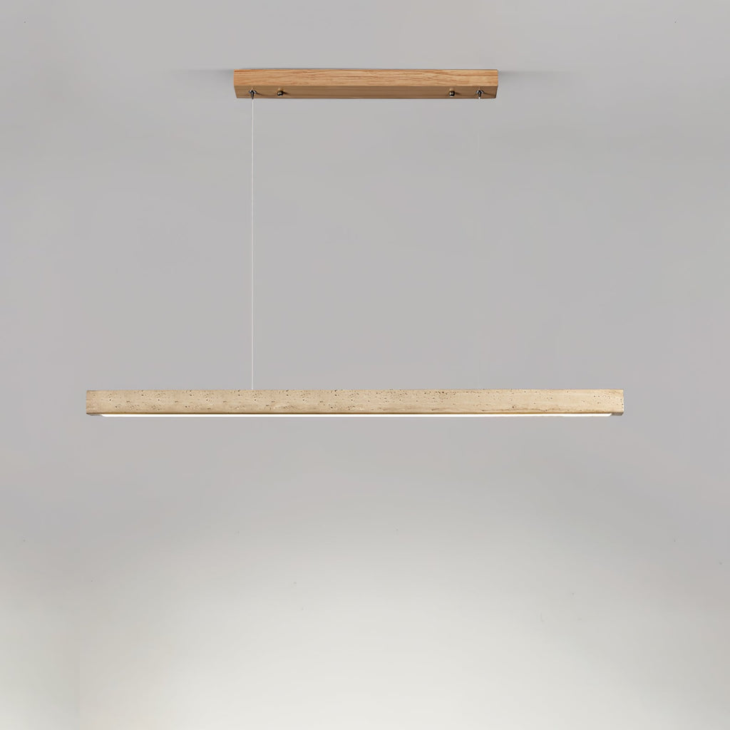 Japandi Linear Pendant Light Travertine Stone 9