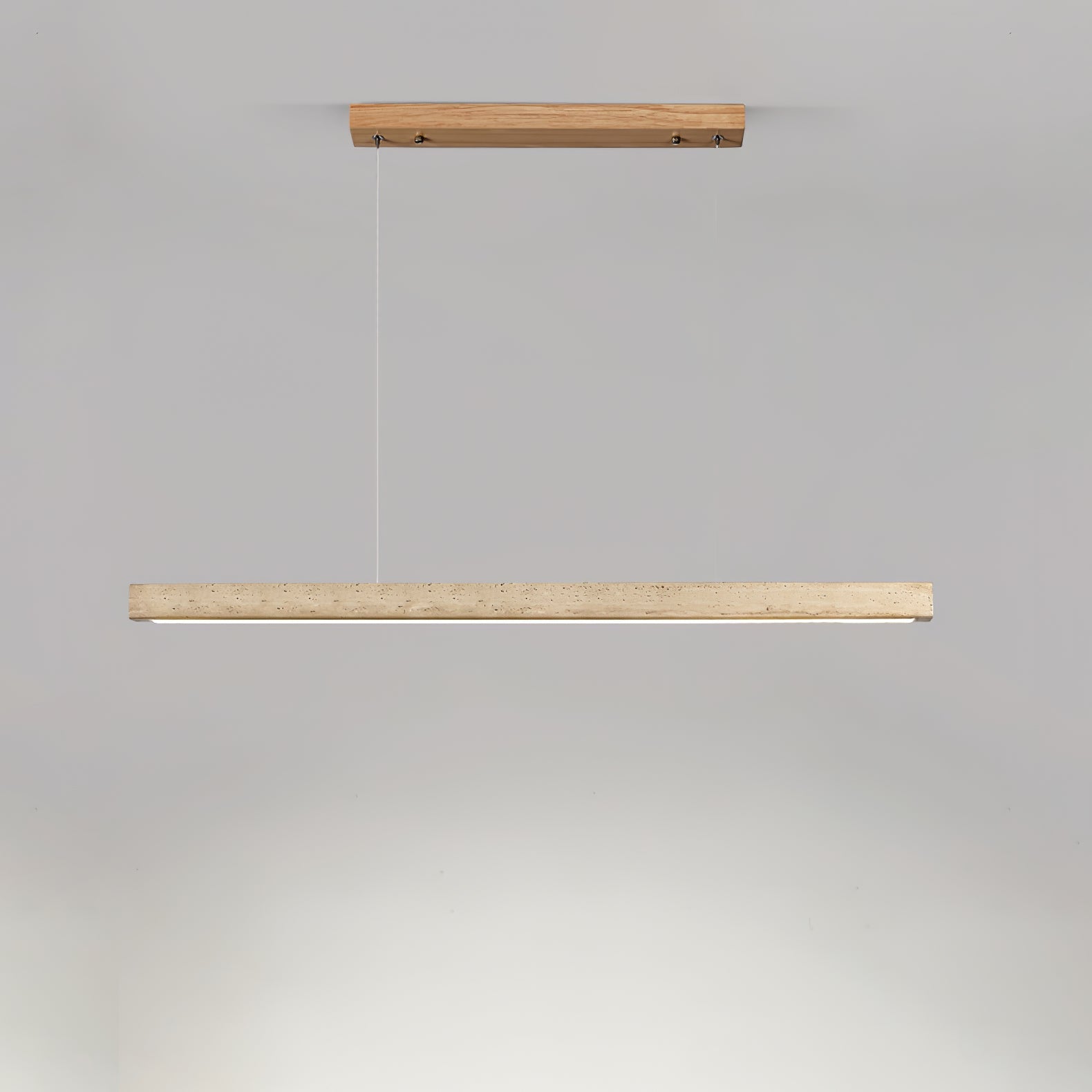 Japandi Linear Pendant Light Travertine Stone 9