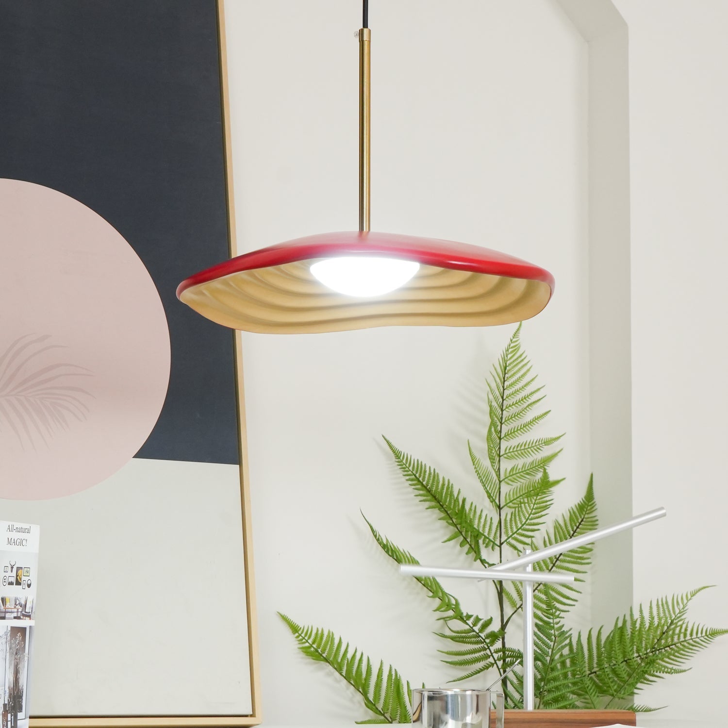 Japandi Pendant Light Integrated LED Adjustable Height 4