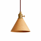Japandi Pendant Light Wood Adjustable Height Brushed Metal 0