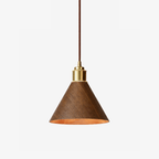 Japandi Pendant Light Wood Adjustable Height Brushed Metal 1