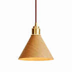 Japandi Pendant Light Wood Adjustable Height Brushed Metal 6