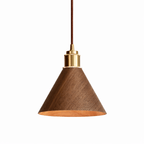 Japandi Pendant Light Wood Adjustable Height Brushed Metal 7