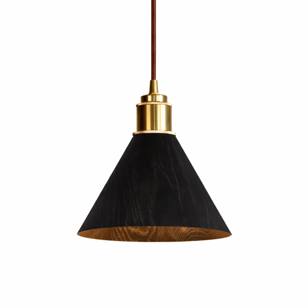 Japandi Pendant Light Wood Adjustable Height Brushed Metal 8