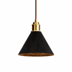 Japandi Pendant Light Wood Adjustable Height Brushed Metal 8