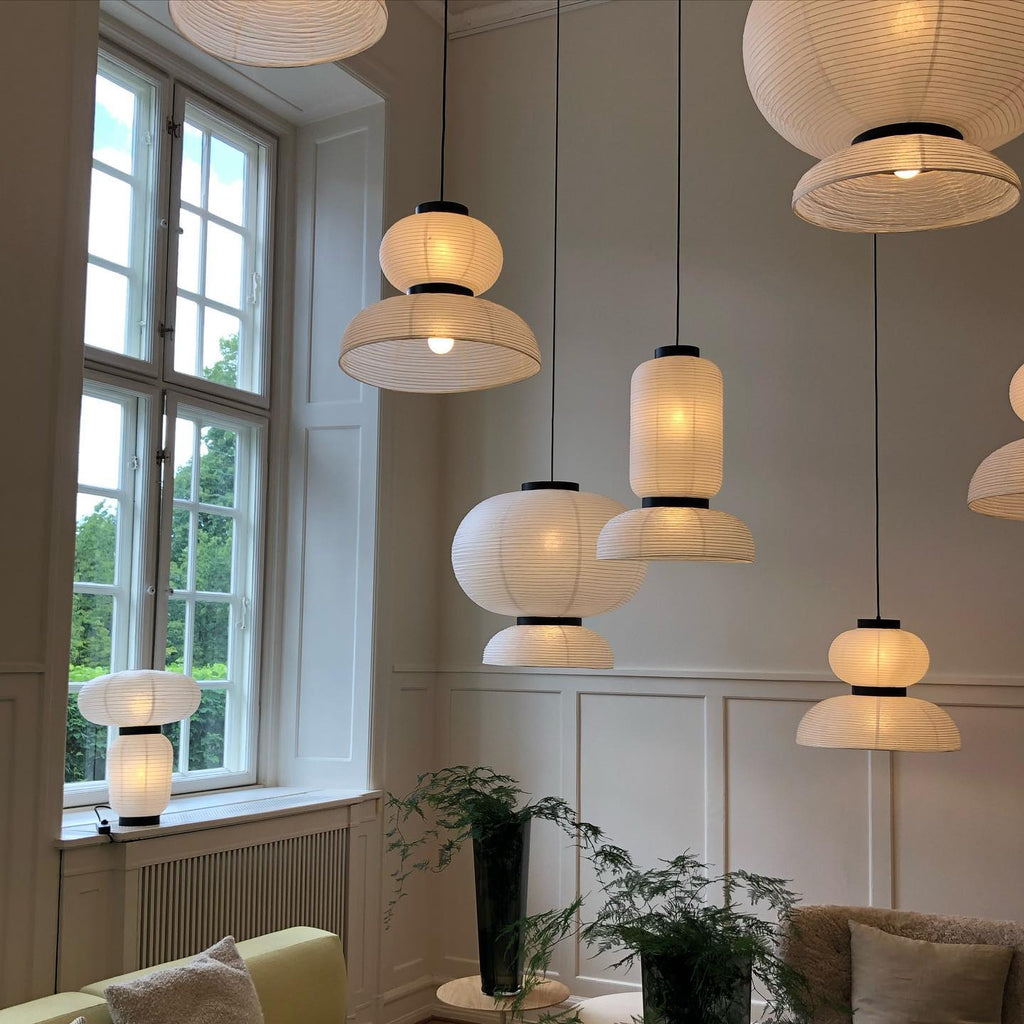 Japandi Pendant Light Woven Paper Adjustable Height Design 3
