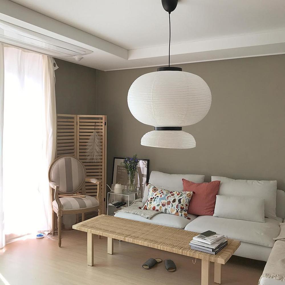 Japandi Pendant Light Woven Paper Adjustable Height Design 7