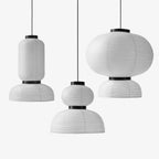Japandi Pendant Light Woven Paper Adjustable Height Design 8