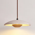 Japandi Pendant Light Woven Wood Yellow Travertine Adjustable 11