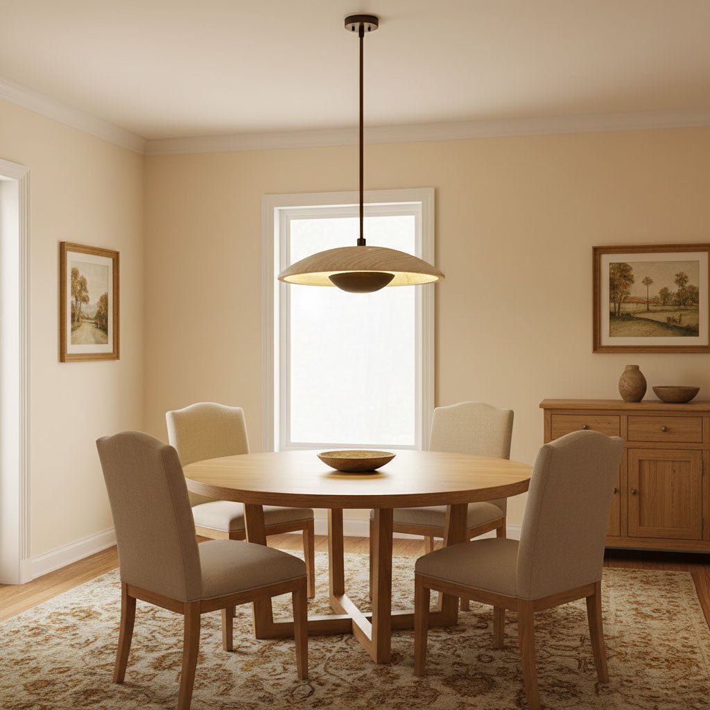 Japandi Pendant Light Woven Wood Yellow Travertine Adjustable 2
