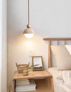 Japandi Travertine Pendant Light Opal Glass Globe Ceiling Lamp 4