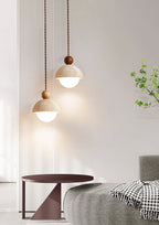 Japandi Travertine Pendant Light Opal Glass Globe Ceiling Lamp 6
