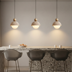 Japandi Travertine Pendant Light Opal Glass Globe Ceiling Lamp 996