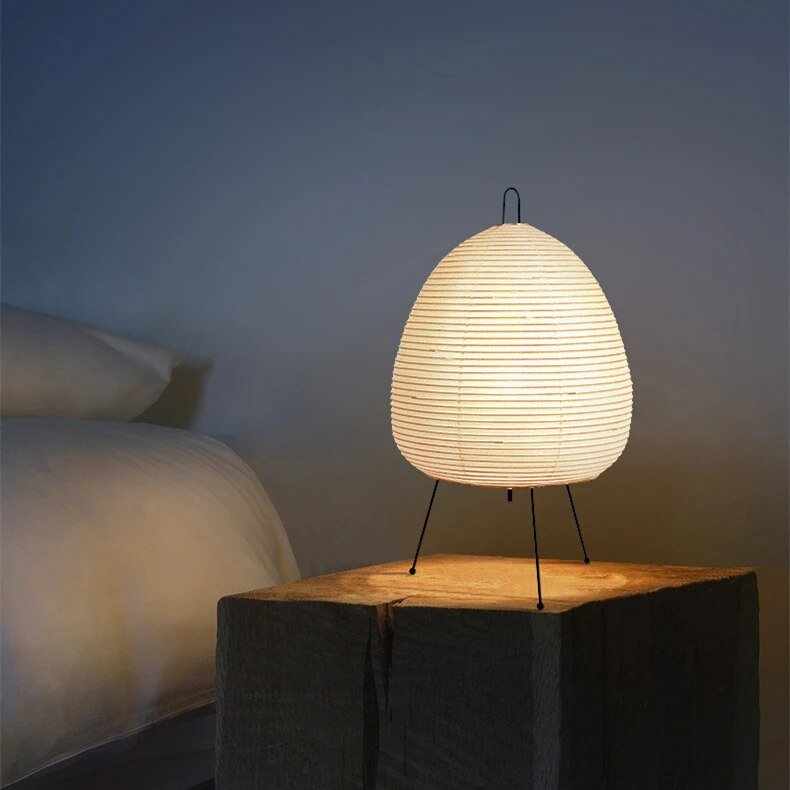 Japanese Rice Paper Table Lamp – LED Minimalist Bedside Lamp for Elegant Home Decor 1