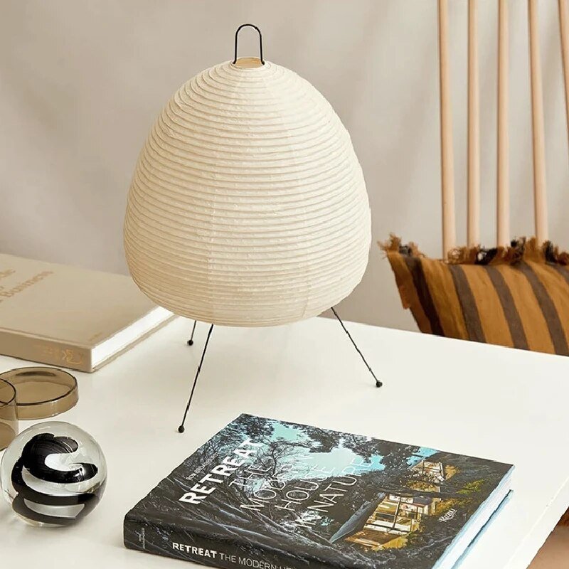 Japanese Rice Paper Table Lamp – LED Minimalist Bedside Lamp for Elegant Home Decor 2