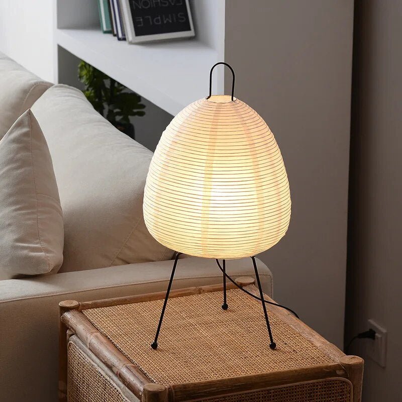 Japanese Rice Paper Table Lamp – LED Minimalist Bedside Lamp for Elegant Home Decor 3