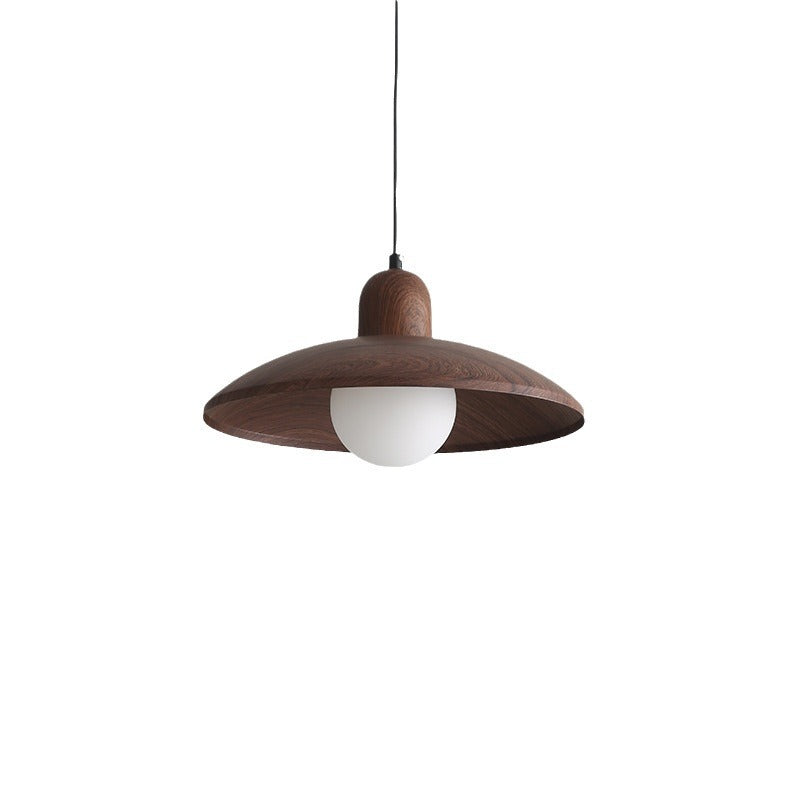 Japanese Wabi-Sabi Walnut Pendant Light – Minimalist Ceiling Lamp with Adjustable Cord 0