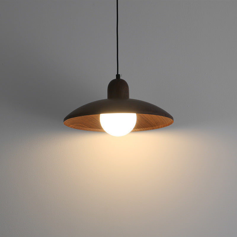 Japanese Wabi-Sabi Walnut Pendant Light – Minimalist Ceiling Lamp with Adjustable Cord 1