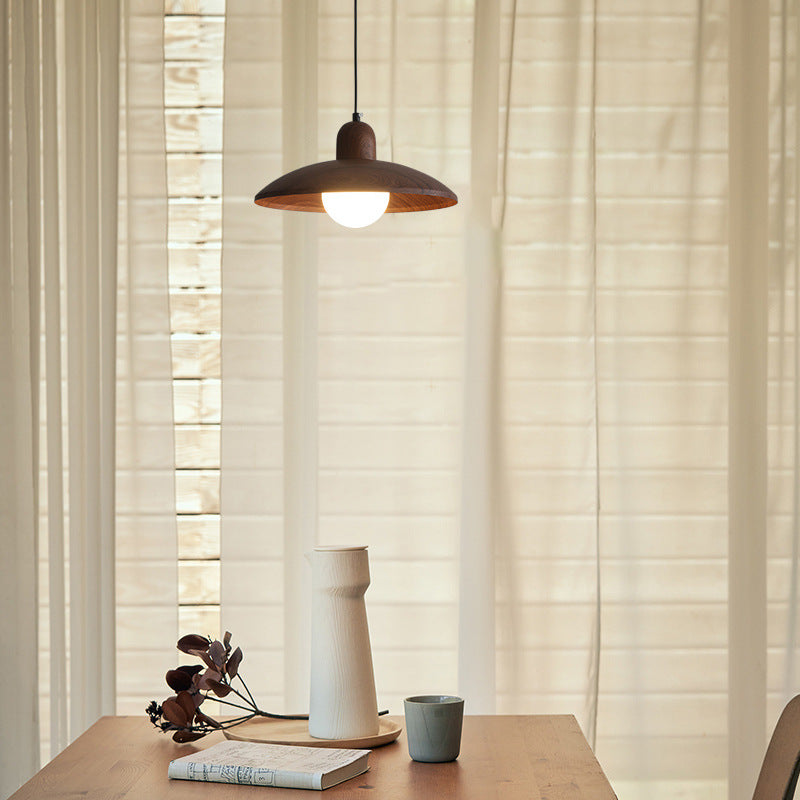 Japanese Wabi-Sabi Walnut Pendant Light – Minimalist Ceiling Lamp with Adjustable Cord 2