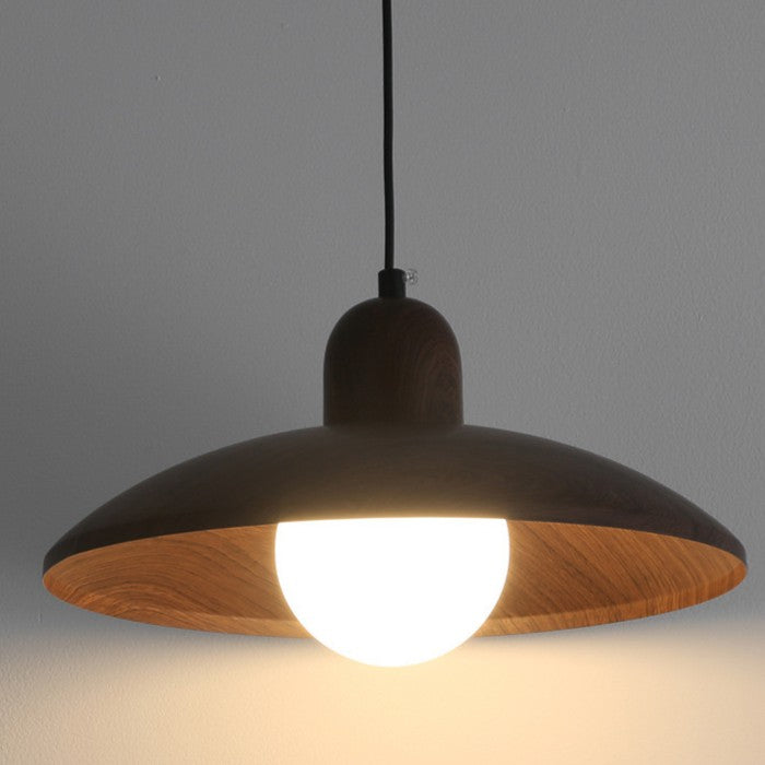 Japanese Wabi-Sabi Walnut Pendant Light – Minimalist Ceiling Lamp with Adjustable Cord 4