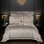 King Size Duvet Cover Set – 1000 TC Egyptian Cotton in Iridescent Beige/Grey 0