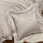 King Size Duvet Cover Set – 1000 TC Egyptian Cotton in Iridescent Beige/Grey 5