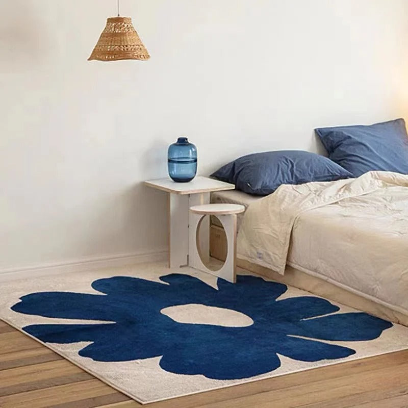 Klein Blue Washable Area Rug – Ultra-Soft Polyester for Living Room and Modern Interiors 1