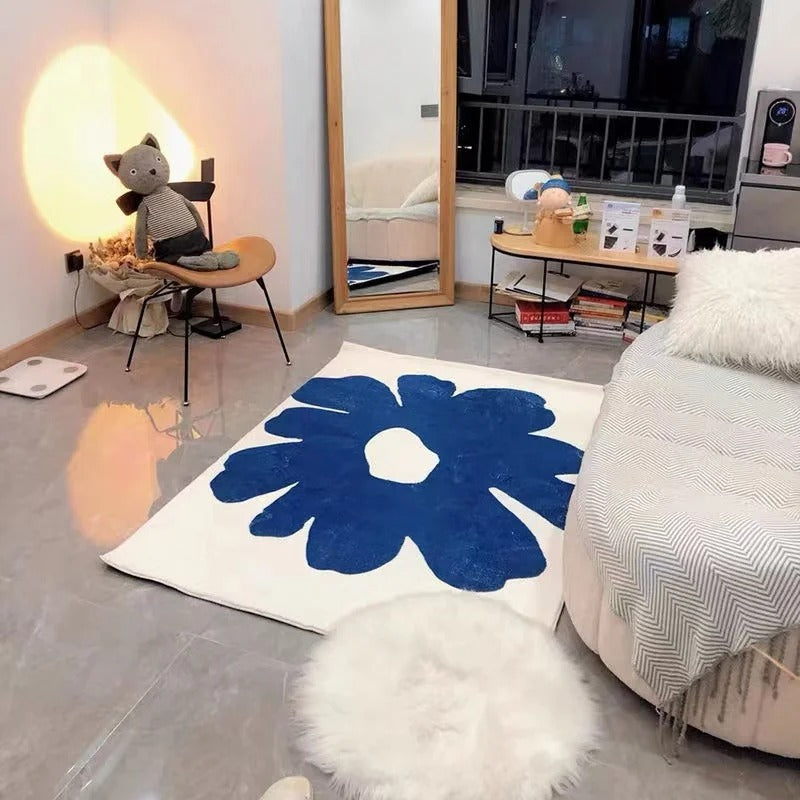 Klein Blue Washable Area Rug – Ultra-Soft Polyester for Living Room and Modern Interiors 3