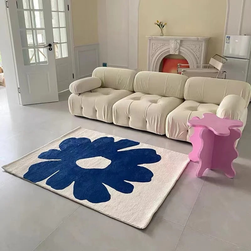 Klein Blue Washable Area Rug – Ultra-Soft Polyester for Living Room and Modern Interiors 5