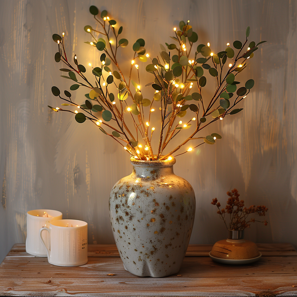 LED String Lights - Olive Leaf Greenery Warm White Decor 0