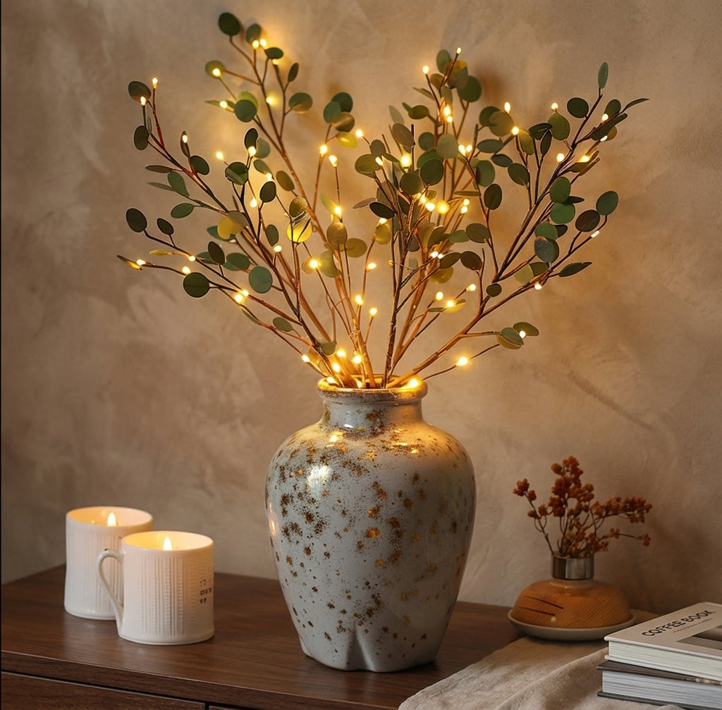 LED String Lights - Olive Leaf Greenery Warm White Decor 1