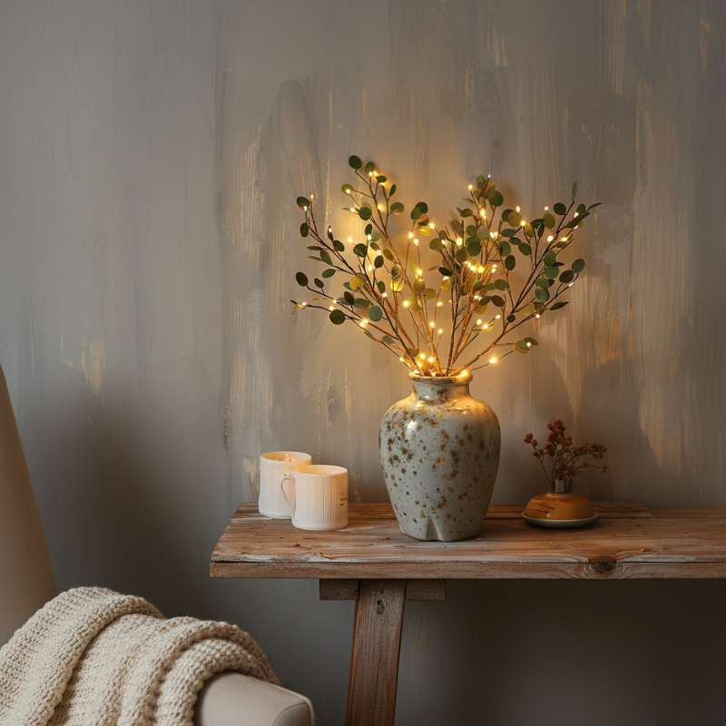 LED String Lights - Olive Leaf Greenery Warm White Decor 10