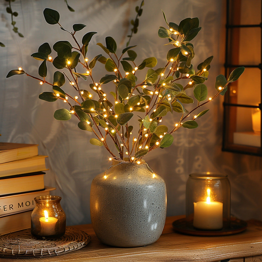 LED String Lights - Olive Leaf Greenery Warm White Decor 3