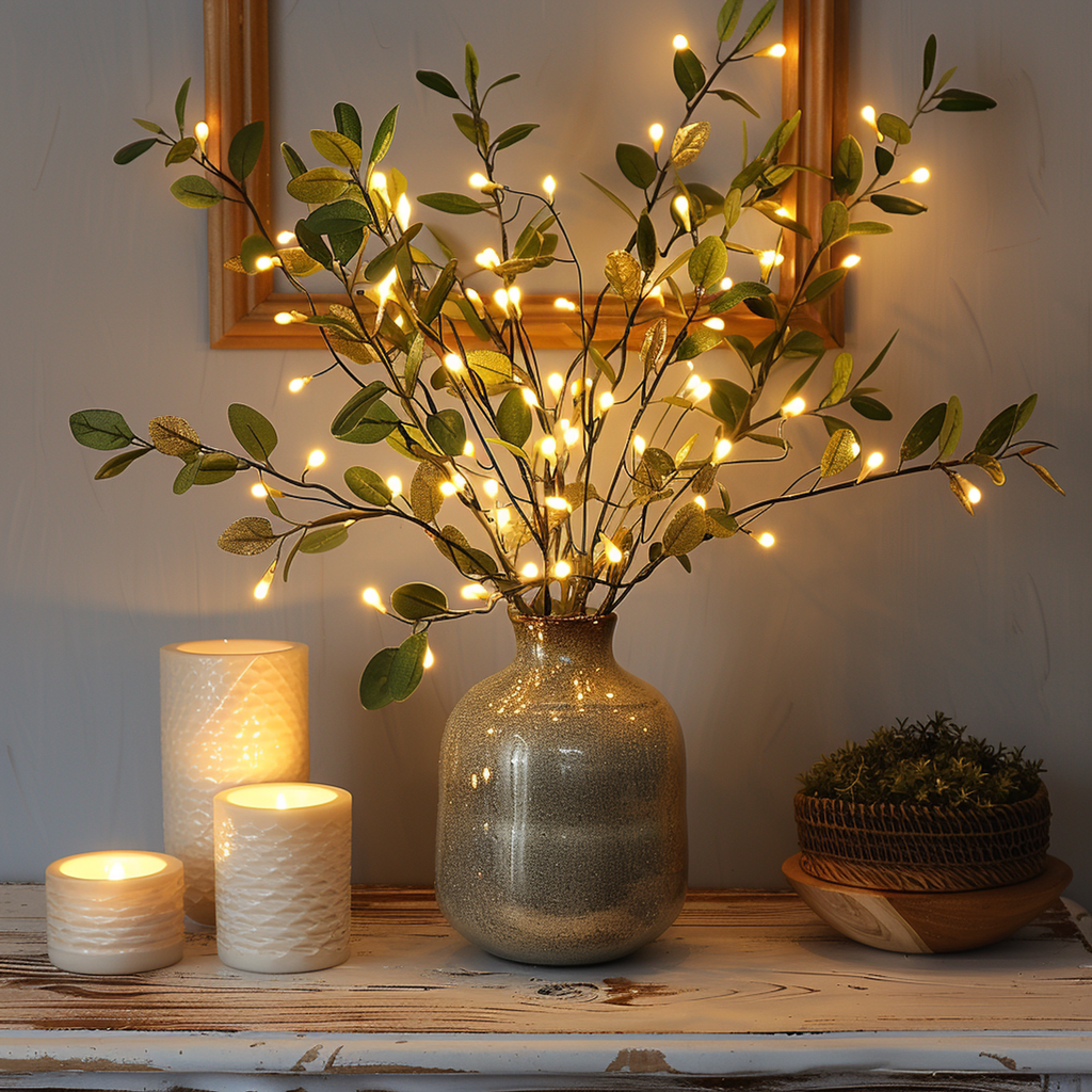 LED String Lights - Olive Leaf Greenery Warm White Decor 6