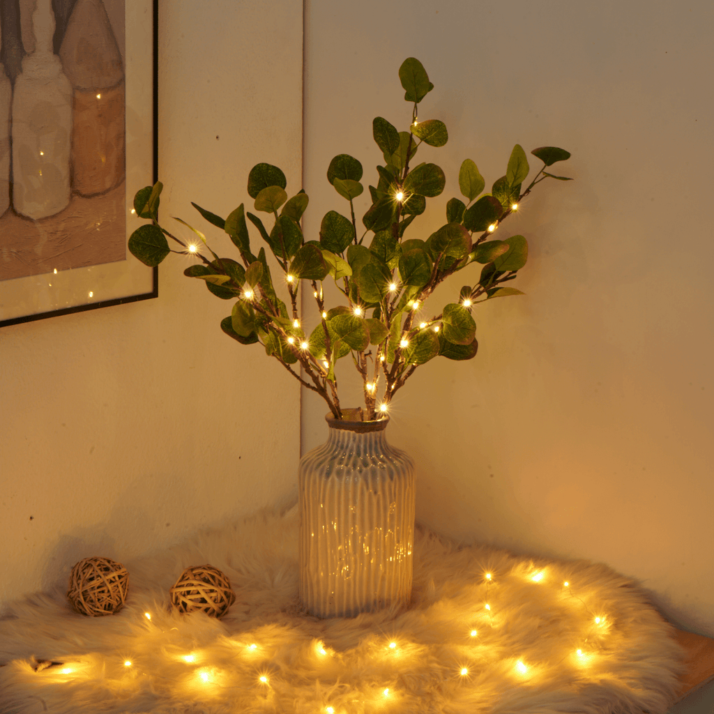 LED String Lights - Olive Leaf Greenery Warm White Decor 8