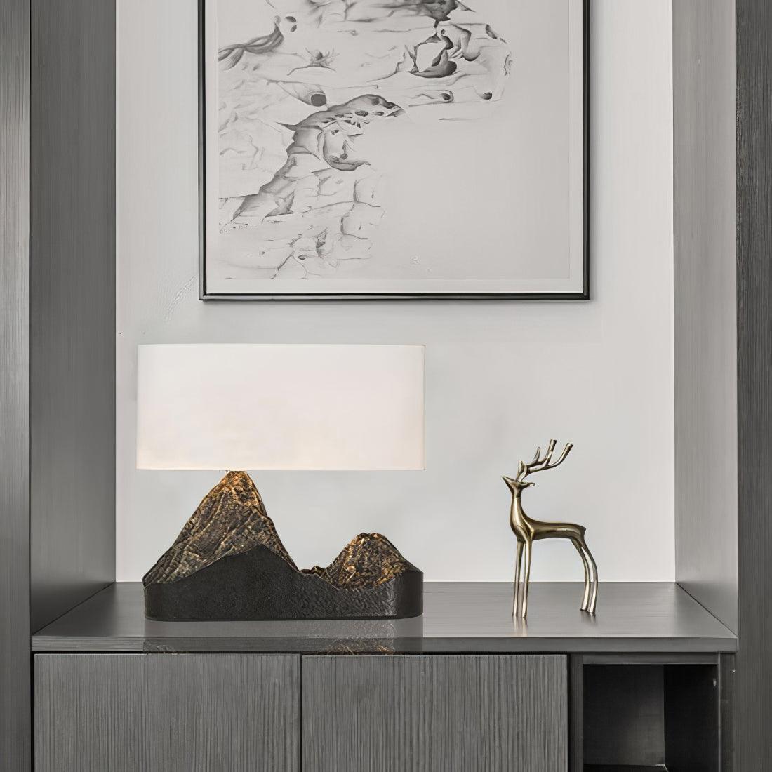 Landscape Table Lamp Resin Finish Unique Design Indoor Use 4