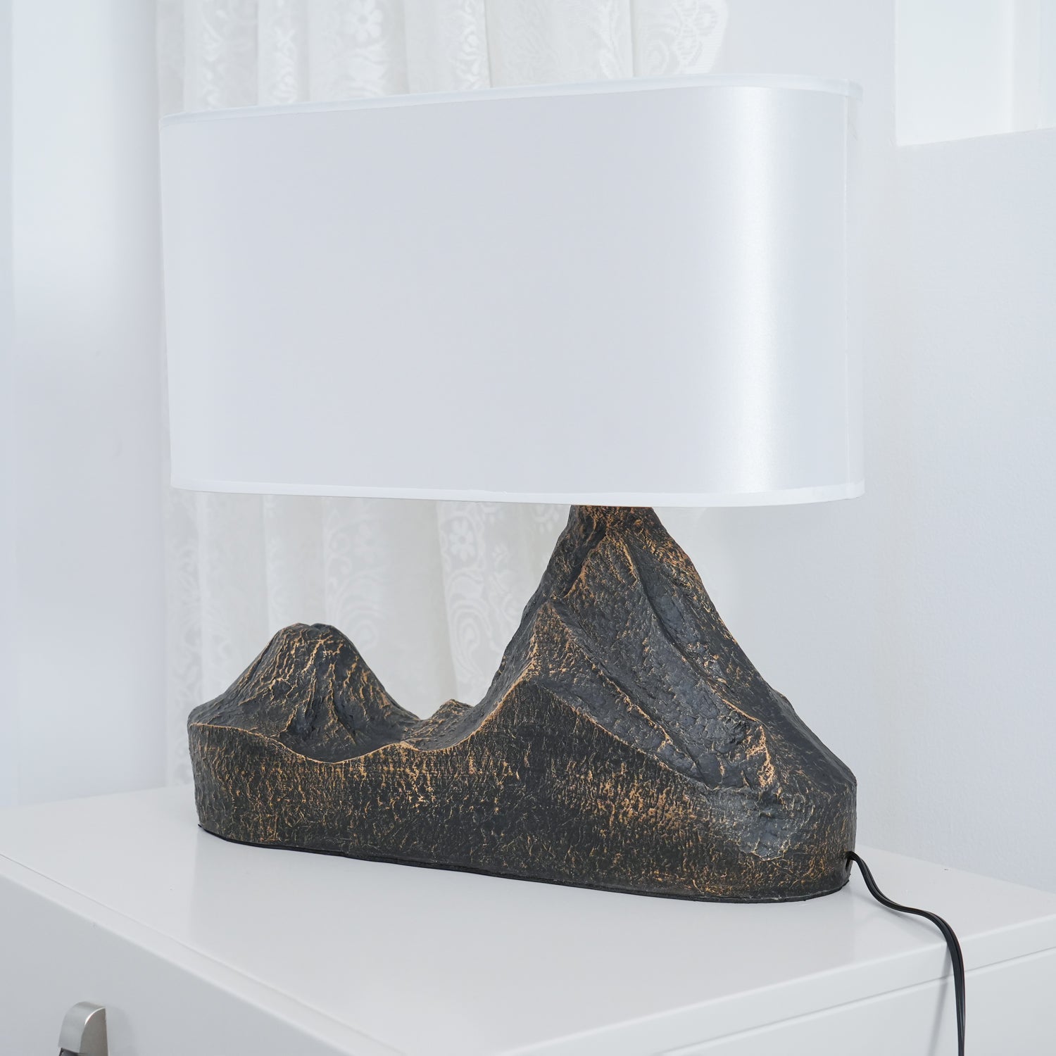 Landscape Table Lamp Resin Finish Unique Design Indoor Use 8