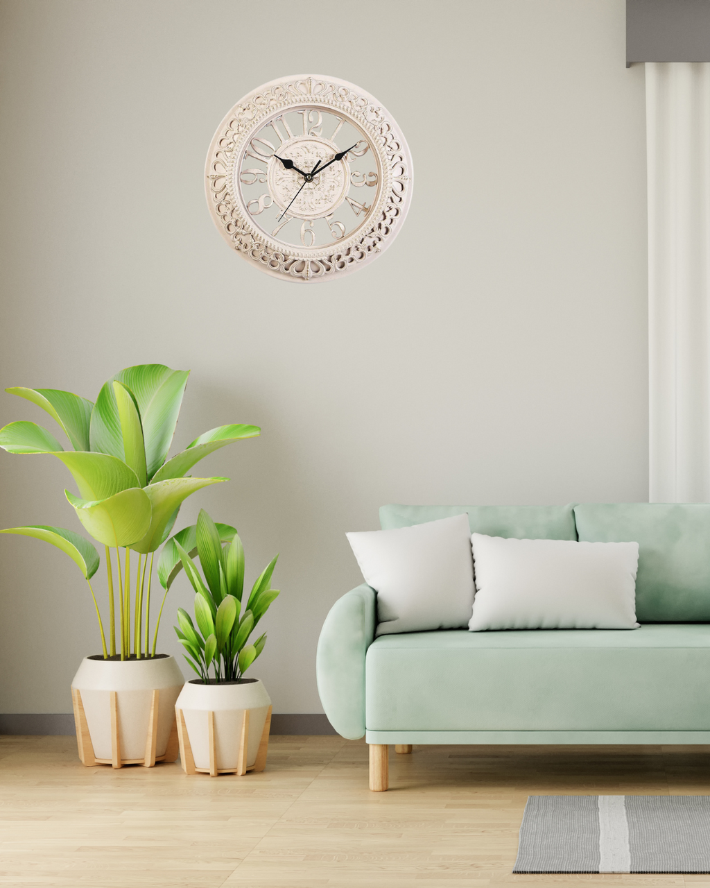 Large Baroque Wall Clock Decor with Roman Numerals – 12 Inch Antique Gold Design 5