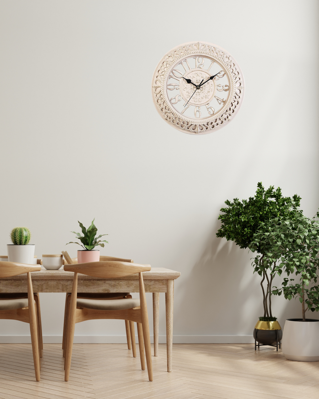 Large Baroque Wall Clock Decor with Roman Numerals – 12 Inch Antique Gold Design 6