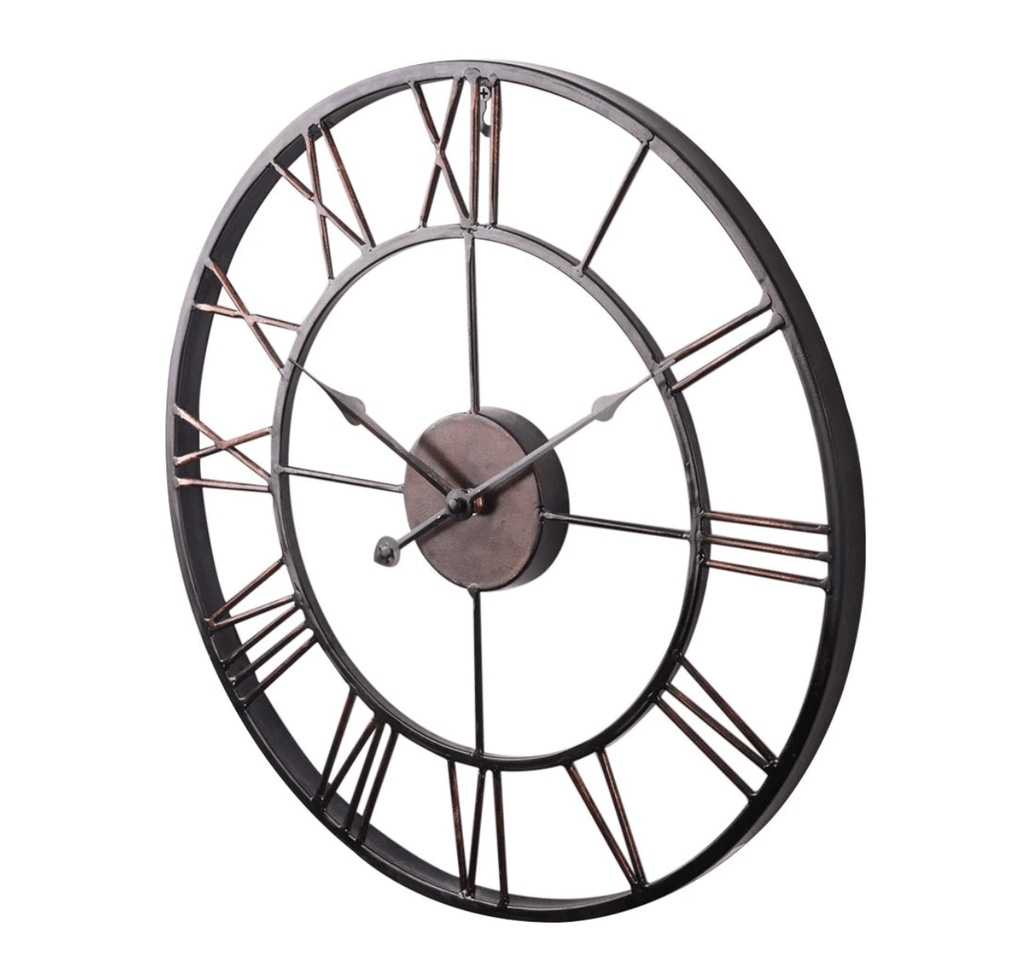 Large Modern Wall Clock Decor with Roman Numerals – Oversized Iron Design 3