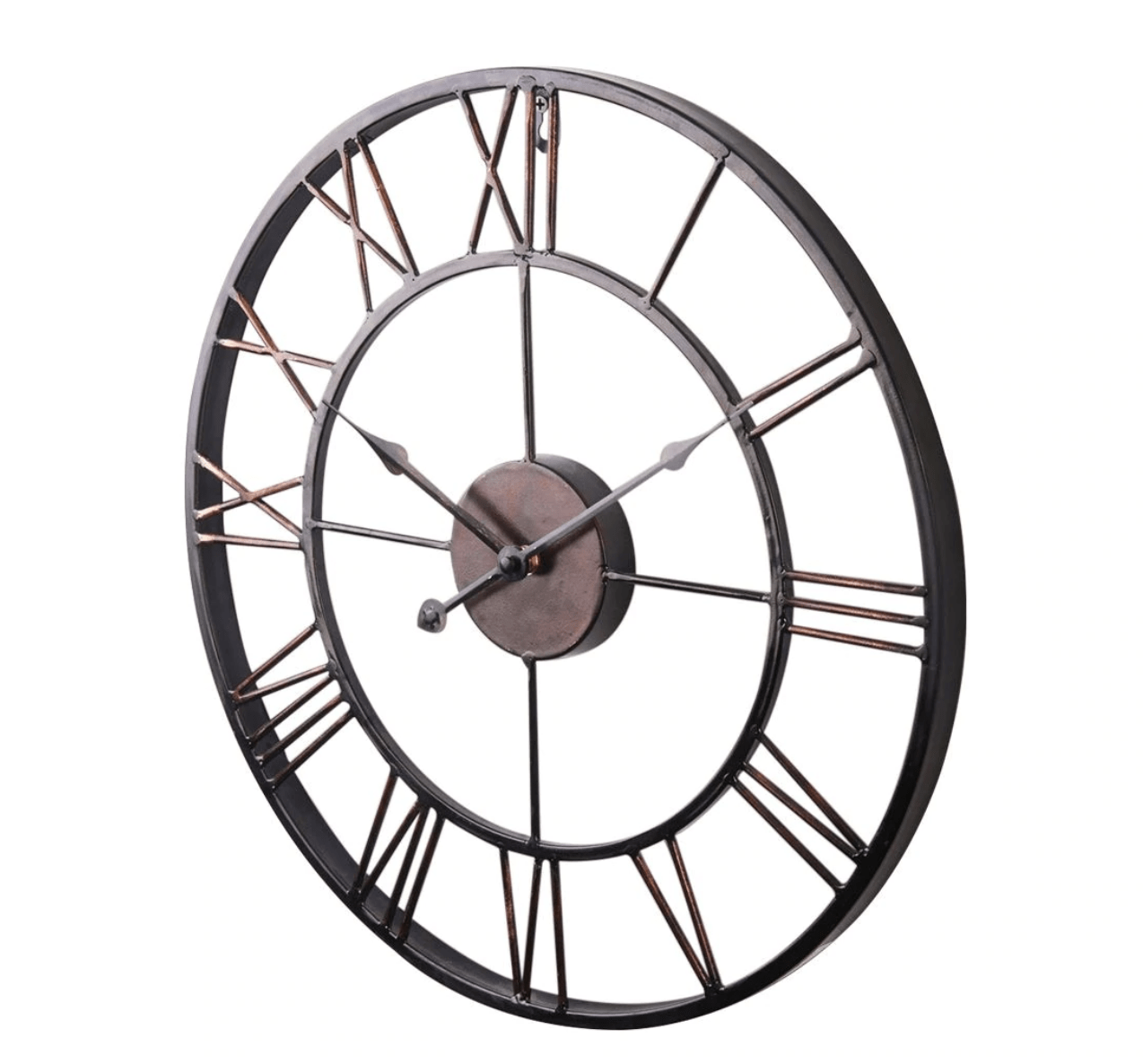 Large Modern Wall Clock Decor with Roman Numerals – Oversized Iron Design 3