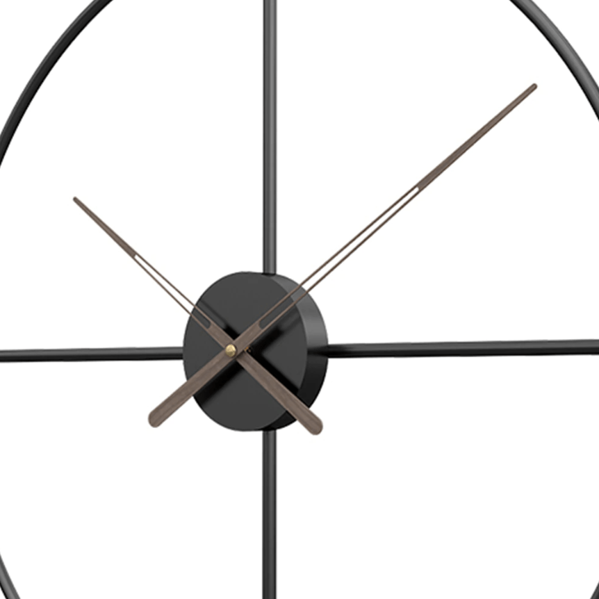 Large Modern Wall Clock – Oversized Black Design with Brushed Bronze Hands 1