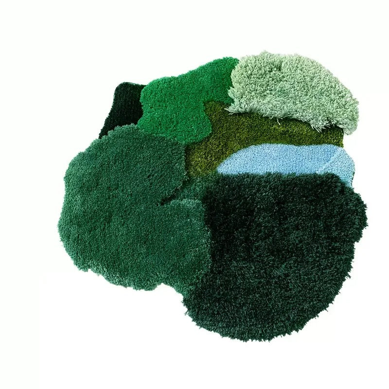 Lawn Moss Washable Area Rug – Soft Green Polyester Living Room and Bedroom Decor, 50x50cm 0