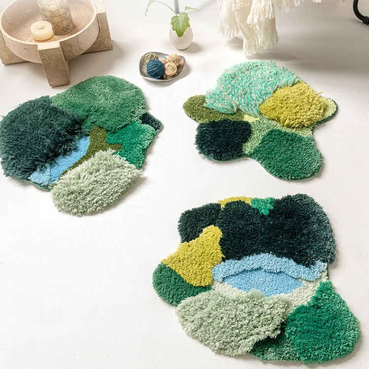 Lawn Moss Washable Area Rug – Soft Green Polyester Living Room and Bedroom Decor, 50x50cm 1