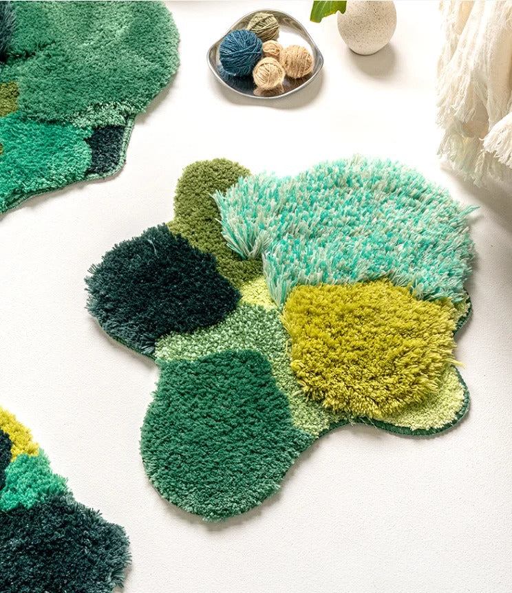 Lawn Moss Washable Area Rug – Soft Green Polyester Living Room and Bedroom Decor, 50x50cm 2